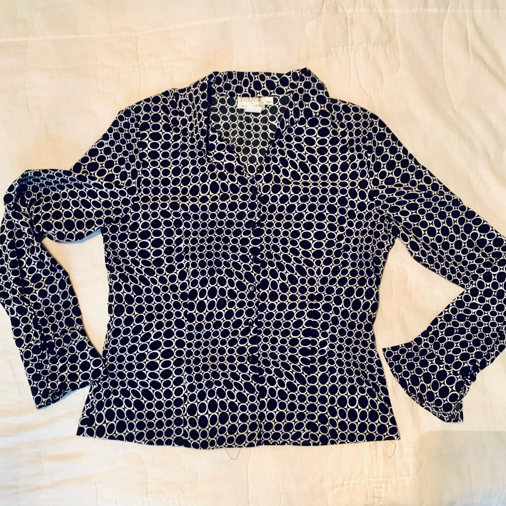 Vintage Circle & Square Psychedelic Blouse Sz 12